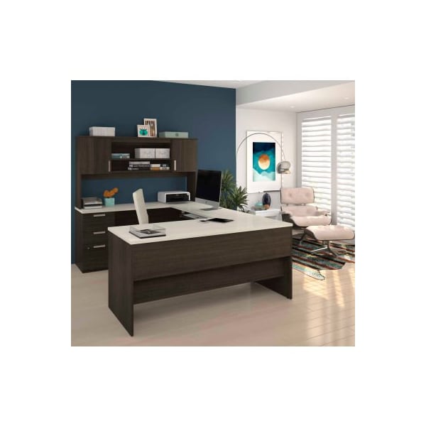 Bestar Bestar Ridgely Series U-Shaped Desk With Dark Chocolate & White Chocolate Finish 52414-31 - main